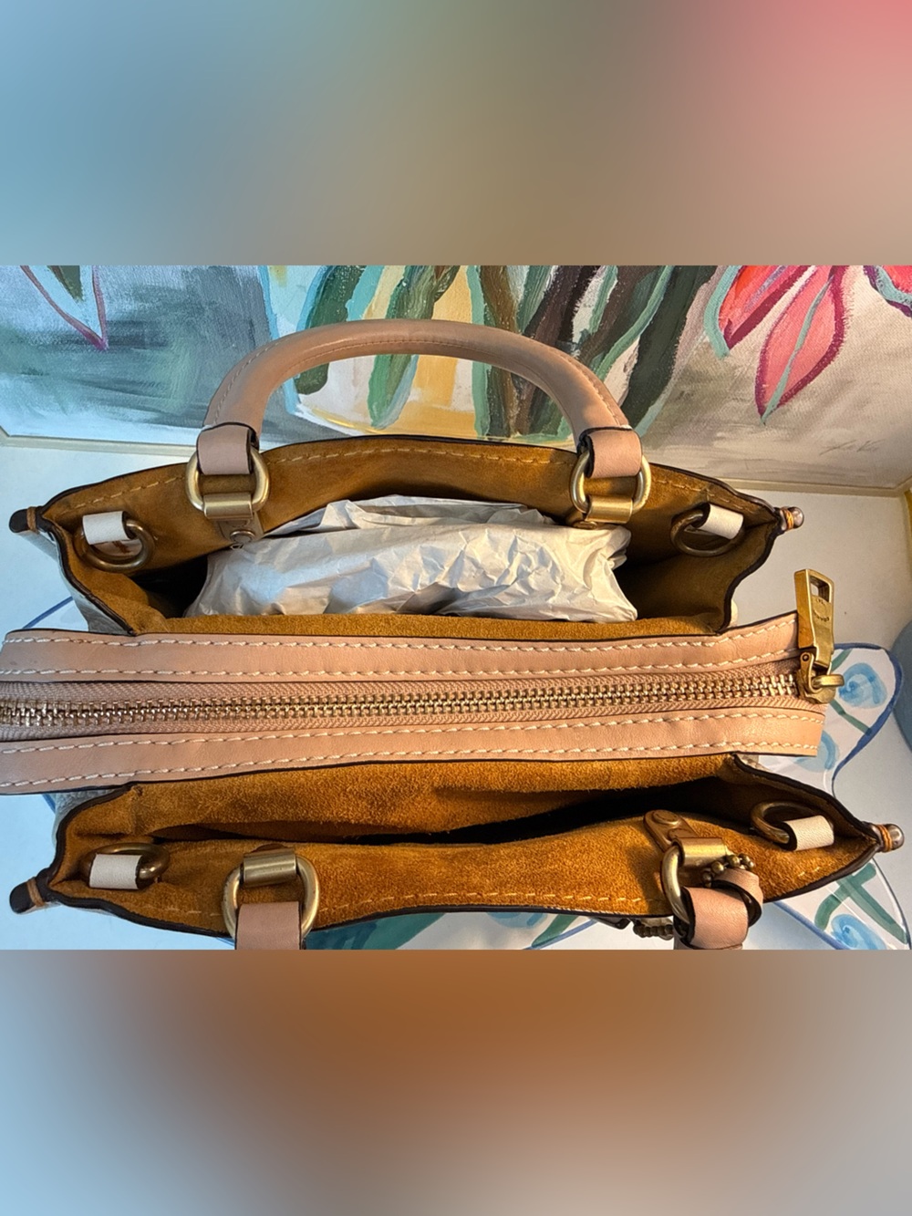 Preowned Authentic Coach 1941 Rogue 25 with floral appliqué chalk - Picture 13 of 16